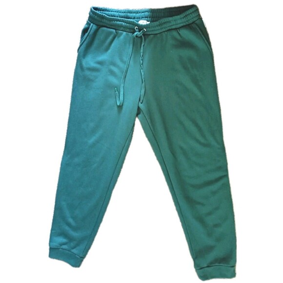 Rae Dunn Ankle Jogger Sweatpants Size XL Green Fleece Lined Drawstring Pockets - Picture 1 of 6